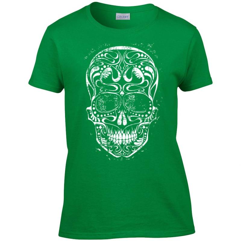 Sugar Skull | White Design T-Shirt - Classic Fit Damen Größen Xs 3Xl Erhältlich in 21 Farben von InspiredRebellion