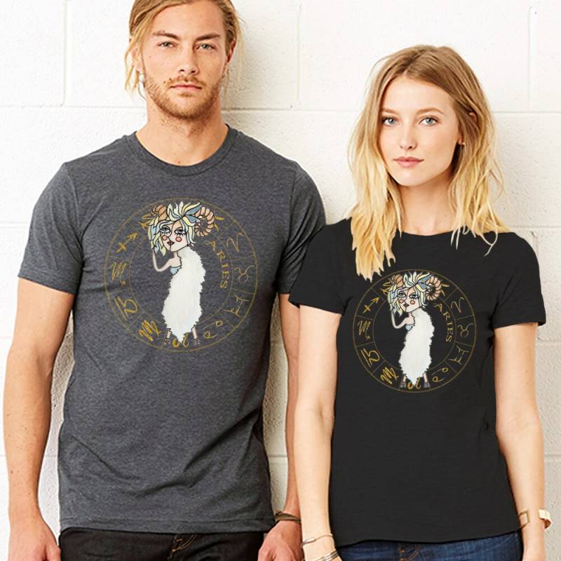 Widder Sternzeichen T-Shirt - Unisex Herren Damen Soft Fashion Fit Jersey Größen Xs 4Xl von InspiredRebellion