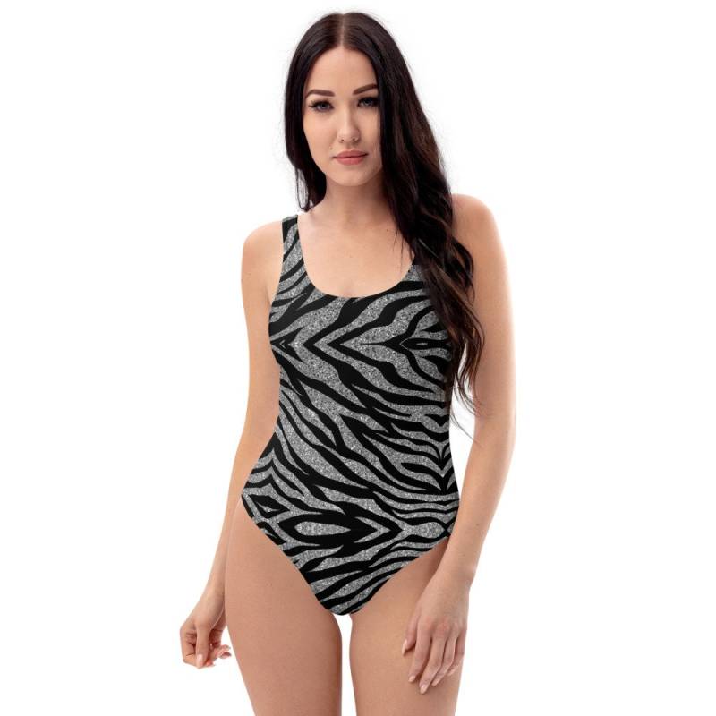 Zebra Glitzer Einteiler Badeanzug | Größen Xs - 3Xl Design, Kein Echter von InspiredRebellion