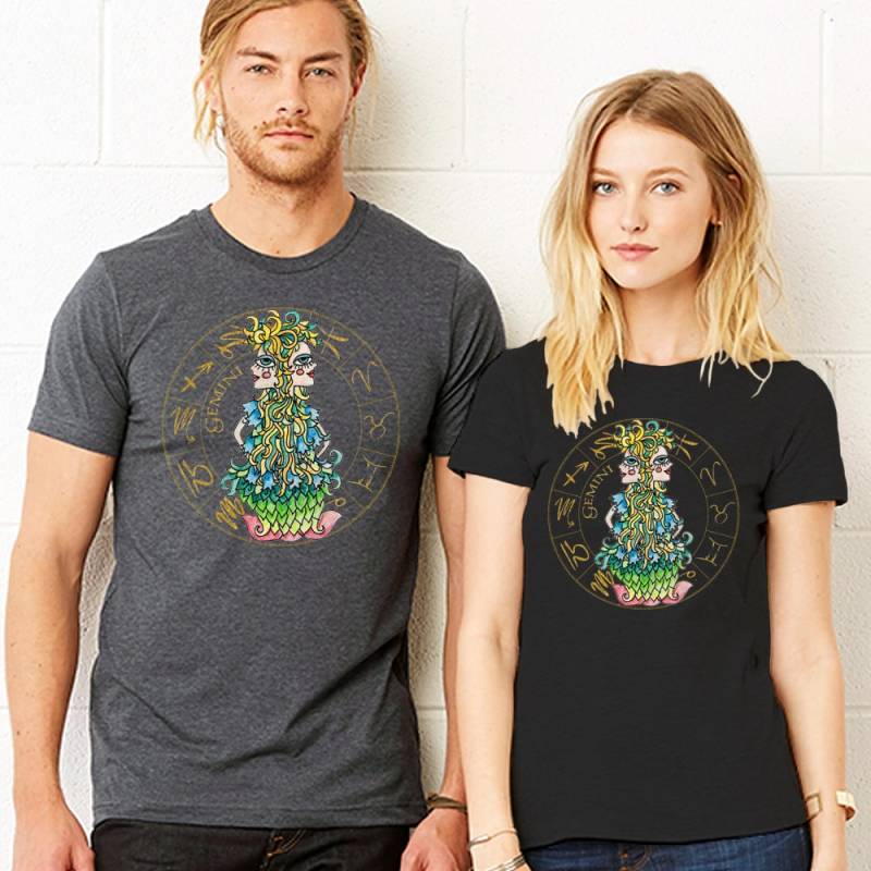 Zwillinge Sternzeichen T-Shirt - Unisex Herren Damen Soft Fashion Fit Jersey Größen S 4xl von InspiredRebellion