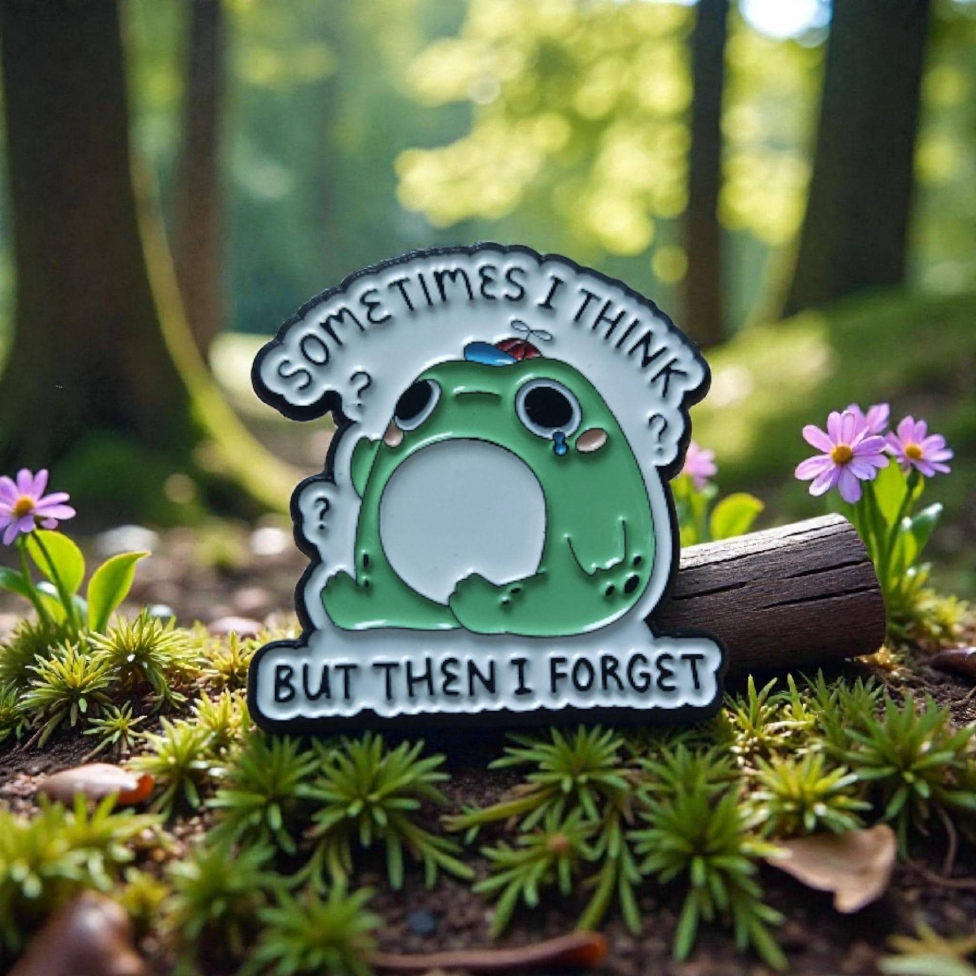 Funny Frosch Enamel Pin - Sometimes I Think? But Then Forget Lustiger Meme Fish Memory- Cute Frog Anstecker Humor Gift Fish Memory von InspiredbyJulez