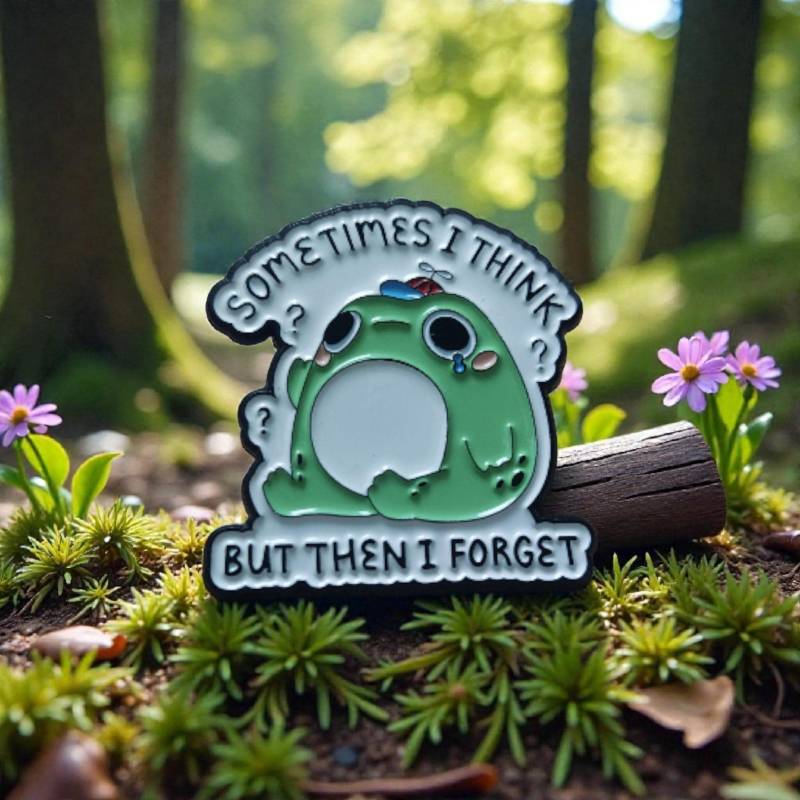 Funny Frosch Enamel Pin - Sometimes I Think? But Then Forget Lustiger Meme Fish Memory- Cute Frog Anstecker Humor Gift Fish Memory von InspiredbyJulez