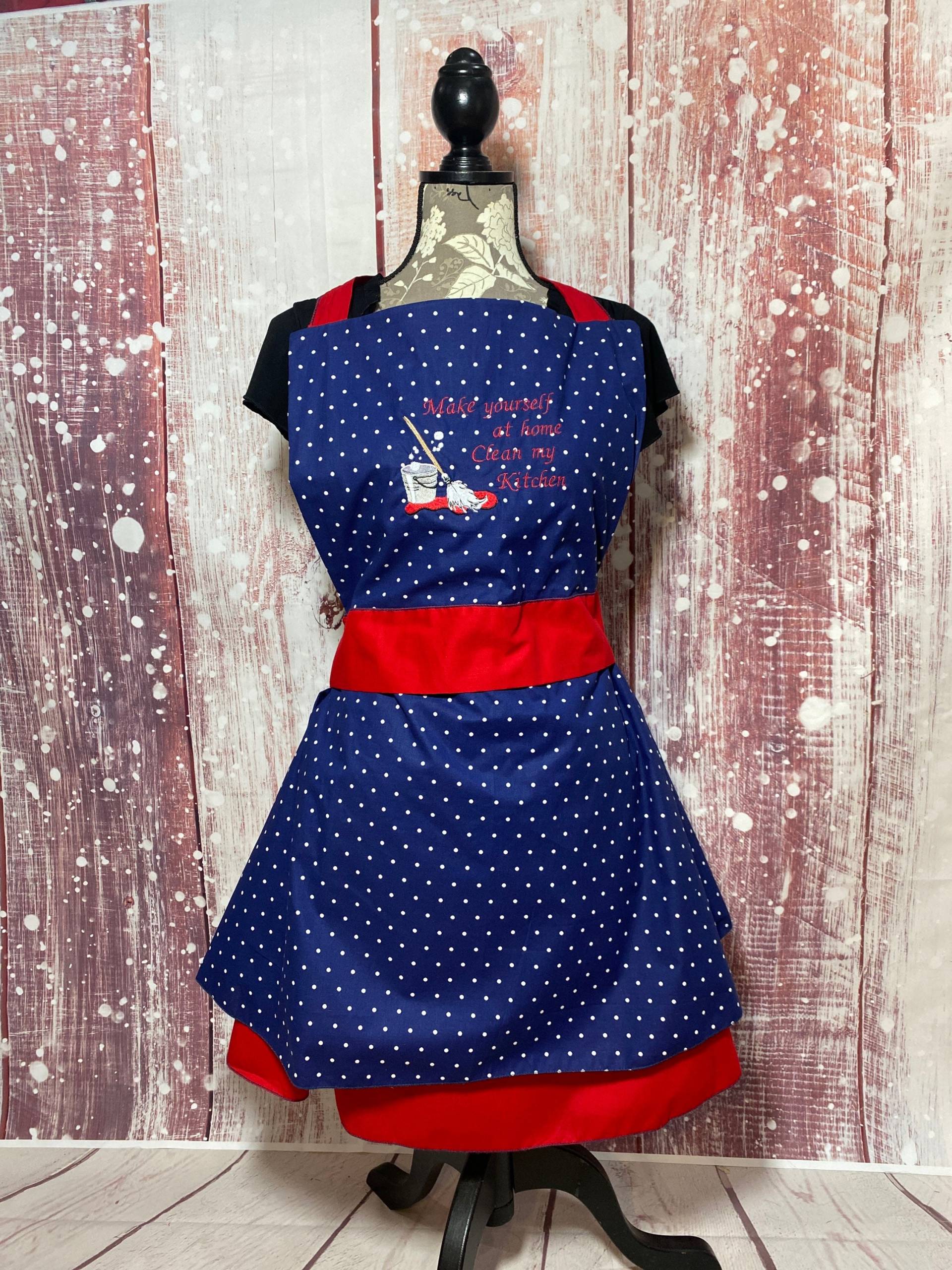 Rot & Marine Vintage Inspiriert Schürze, Vintage, Graue Rüschen von Inspiredthread