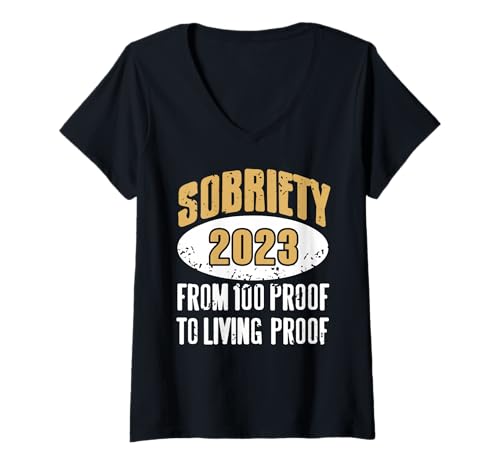 Damen Nüchternheit 2023 Vom Beweis zum Lebensbeweis Motivation T-Shirt mit V-Ausschnitt Damen Nüchternheit 2023 Vom Beweis zum Lebensbeweis Motivation T-Shirt mit V-Ausschnitt von Inspirierende Gemeinschaft für Alkoholfrei Leben