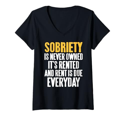 Damen Nüchternheit Motivation Täglich Erinnerung Genesung T-Shirt mit V-Ausschnitt Damen Nüchternheit Motivation Täglich Erinnerung Genesung T-Shirt mit V-Ausschnitt von Inspirierende Gemeinschaft für Nüchternheit