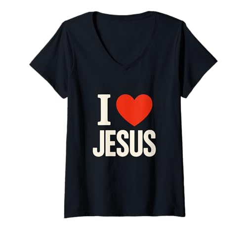 Damen I Love Jesus Herz Glauben Christliche Religion Geschenk T-Shirt mit V-Ausschnitt Damen I Love Jesus Herz Glauben Christliche Religion Geschenk T-Shirt mit V-Ausschnitt von Inspirierende Kirche Glauben I Love Jesus