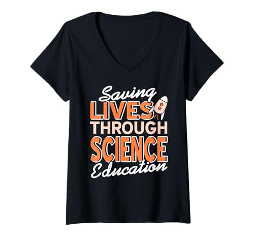 Damen Leben retten mit Wissenschaft Bildung Humor Spruch T-Shirt mit V-Ausschnitt Damen Leben retten mit Wissenschaft Bildung Humor Spruch T-Shirt mit V-Ausschnitt von Inspirierende Lehrer Schule Naturwissenschaft
