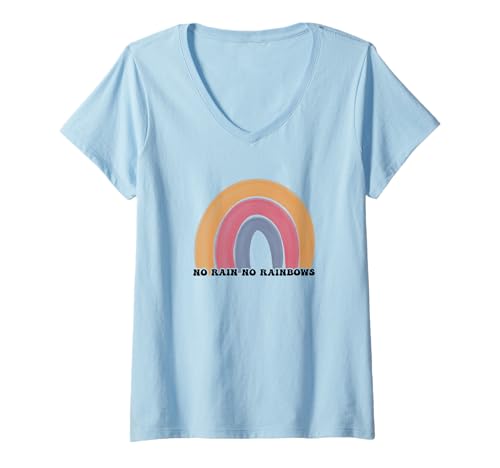 Damen No Rain No Rainbows – Vintage Regenbogen Statement Design T-Shirt mit V-Ausschnitt Damen No Rain No Rainbows – Vintage Regenbogen Statement Design T-Shirt mit V-Ausschnitt von Inspirierende Sprüche & Retro Regenbogen Designs
