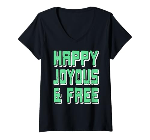Damen Glücklich Freudig und Frei Nüchternheit Motivation T-Shirt mit V-Ausschnitt Damen Glücklich Freudig und Frei Nüchternheit Motivation T-Shirt mit V-Ausschnitt von Inspirierender Lebensstil ohne Alkohol