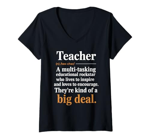 Damen Teacher Definition Multi Tasking Educational Rockstar Lehrer T-Shirt mit V-Ausschnitt Damen Teacher Definition Multi Tasking Educational Rockstar Lehrer T-Shirt mit V-Ausschnitt von Inspirierender Lehrer Wertschätzung Dankbarkeit