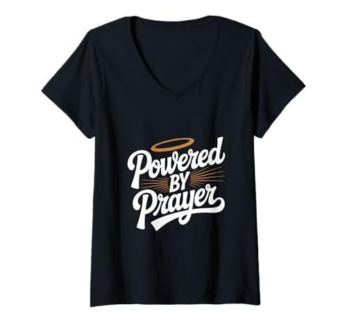Damen Angetrieben vom Gebet Treuer Christ Inspirierend T-Shirt mit V-Ausschnitt Damen Angetrieben vom Gebet Treuer Christ Inspirierend T-Shirt mit V-Ausschnitt von Inspiring Faith Apparel and Accessories