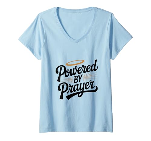 Damen Angetrieben vom Gebet Treuer Christ Inspirierend T-Shirt mit V-Ausschnitt Damen Angetrieben vom Gebet Treuer Christ Inspirierend T-Shirt mit V-Ausschnitt von Inspiring Faith Apparel and Accessories