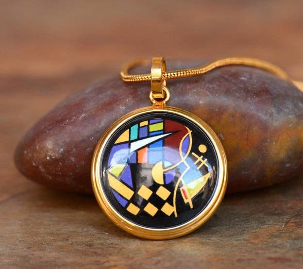 Kandinsky Serie Emaille 18K Vergoldeter Titan Stahl Anhänger Kandinsky Serie Emaille 18K Vergoldeter Titan Stahl Anhänger von InspiringEnamel