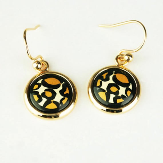 Leopard Serie Emaille 18K Vergoldete Titan Stahl Ohrringe Baumeln Leopard Serie Emaille 18K Vergoldete Titan Stahl Ohrringe Baumeln von InspiringEnamel