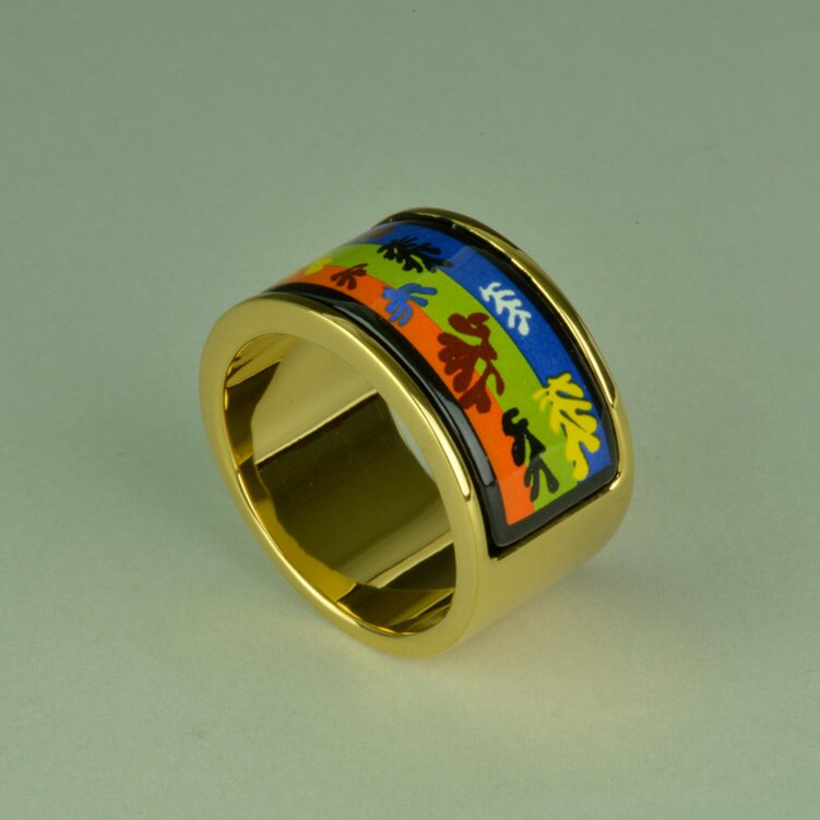 Matisse Serie Emaille 18K Vergoldeter Ring Aus Titanstahl von InspiringEnamel