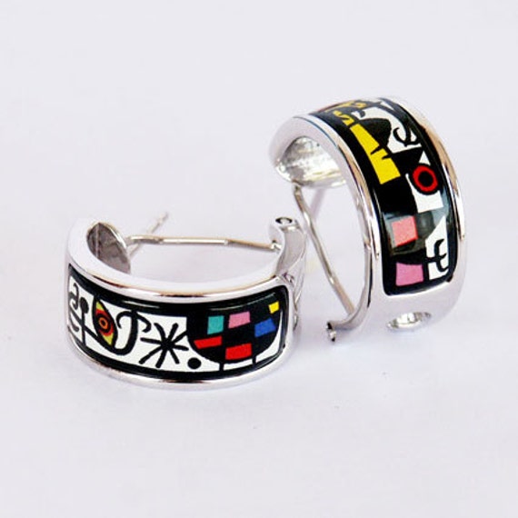 Miró-Serie Emaille 18K Vergoldete Ohrringe Aus Titanstahl Miró-Serie Emaille 18K Vergoldete Ohrringe Aus Titanstahl von InspiringEnamel