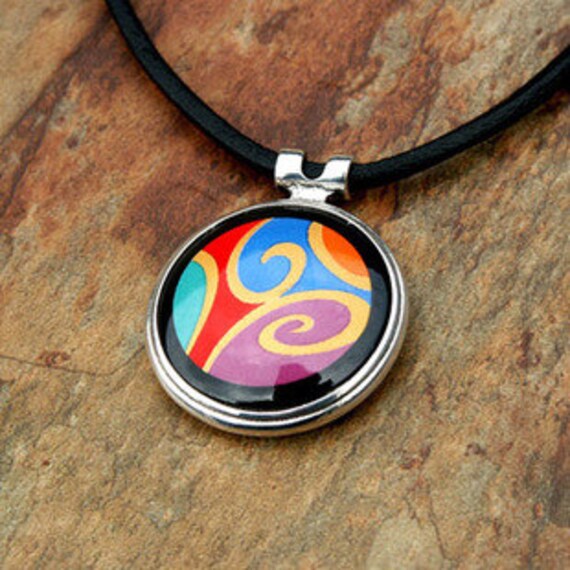 Tahiti Serie Email 18K Vergoldeter Titan Stahl Anhänger von InspiringEnamel