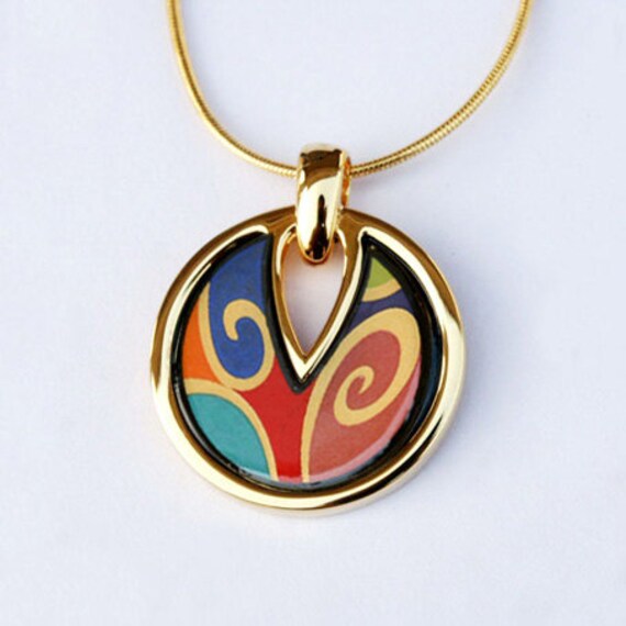 Tahiti Serie Email 18K Vergoldeter Titan Stahl Anhänger Tahiti Serie Email 18K Vergoldeter Titan Stahl Anhänger von InspiringEnamel