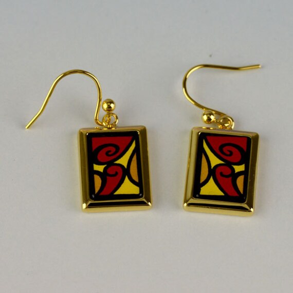 Tahiti Serie Emaille 18K Vergoldete Titan Stahl Ohrringe Baumeln Tahiti Serie Emaille 18K Vergoldete Titan Stahl Ohrringe Baumeln von InspiringEnamel