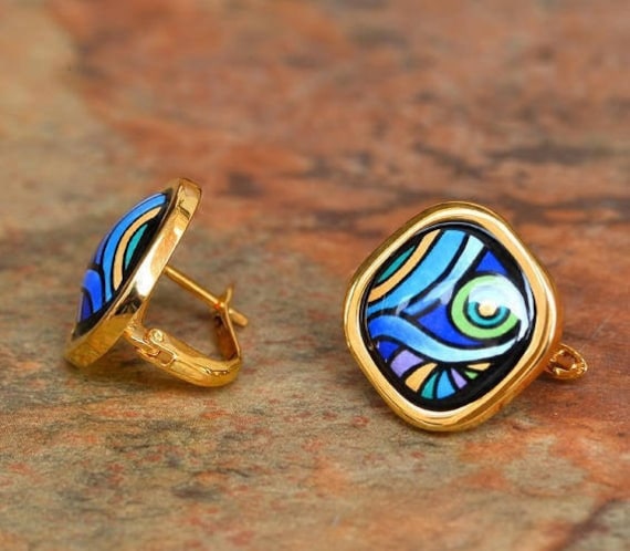 Van Gogh - The Starry Night Series Emaille 18K Vergoldeter Titan Stahl Körper Ohrringe Van Gogh - The Starry Night Series Emaille 18K Vergoldeter Titan Stahl Körper Ohrringe von InspiringEnamel