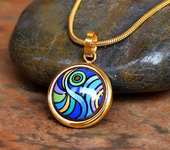 Van Gogh - The Starry Night Series Emaille 18K Vergoldetes Titan Stahl Körper Anhänger Van Gogh - The Starry Night Series Emaille 18K Vergoldetes Titan Stahl Körper Anhänger von InspiringEnamel