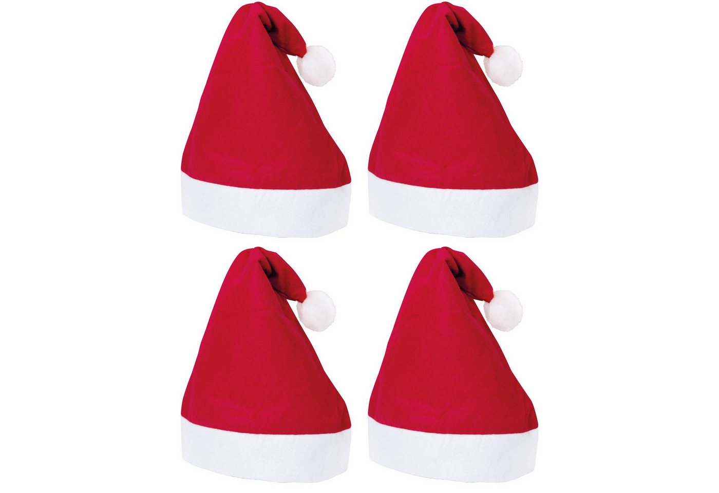 Inspirion GmbH Bremen Bommelmütze 1-128 Weihnachtsmütze Weihnachtsmann Mütze Santa (4-St) Claus, Nikolaus, Nikolausmütze von Inspirion GmbH Bremen