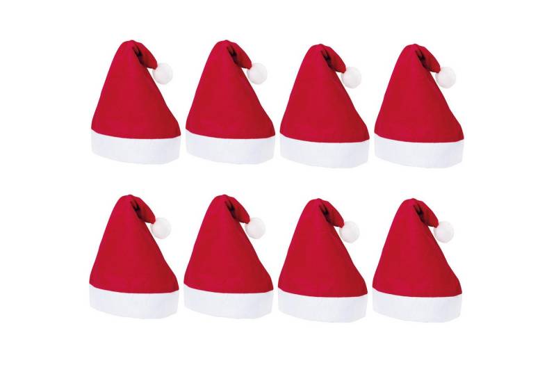 Inspirion GmbH Bremen Bommelmütze 1-128 Weihnachtsmütze Weihnachtsmann Mütze Santa (8-St) Claus, Nikolaus, Nikolausmütze von Inspirion GmbH Bremen