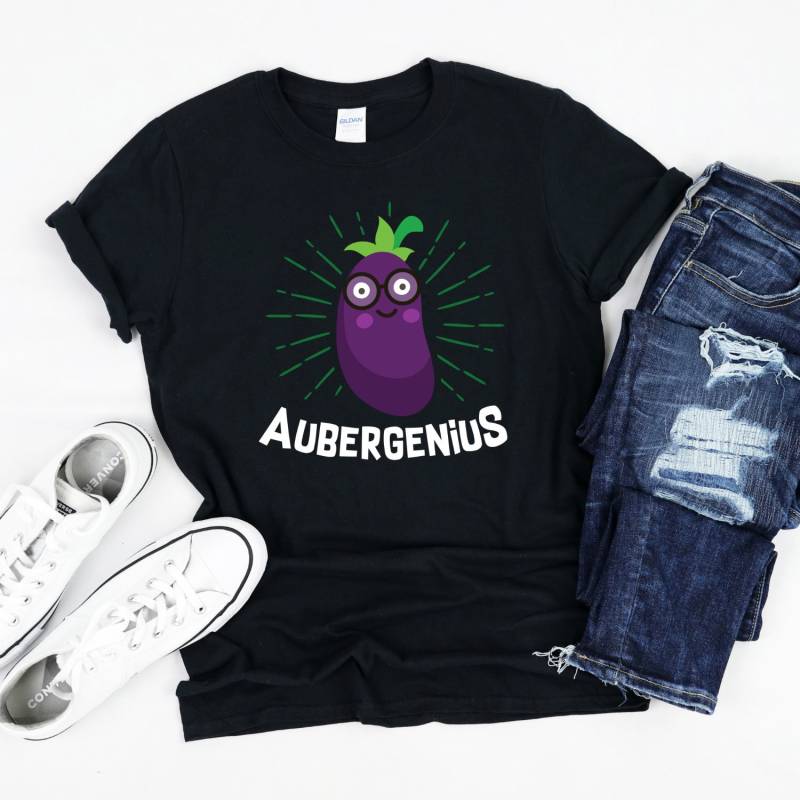 Aubergenius Vegan Shirt, Aubergine Eggplant Foodie Shirt Aubergenius Vegan Shirt, Aubergine Eggplant Foodie Shirt von InspoTees