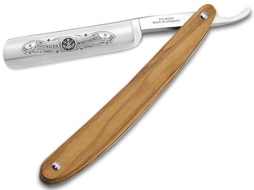 Rasiermesser aus Solingen 5/8 Zoll mit Echt Holzgriff Olivenholz Made in Germany Premium Rasiermesser Extra Scharf geschliffene Rasierkllinge zur optimalen Bartpflege für eine gründliche Nassrasur von InstrumenteNrw
