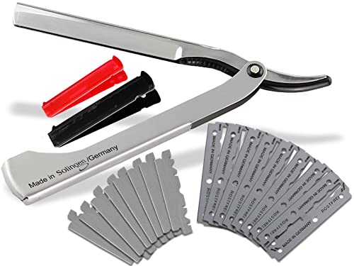 Solinger Rasiermesser Rasier-Set für Männer mit Wechselklingen Made in Germany Bartpflege Messer mit Kleiner/Großer Rasierklinge Bartmesser Barbier Nassrasierer für die perfekte Nassrasur (Silber) Solinger Rasiermesser Rasier-Set für Männer mit Wechselklingen Made in Germany Bartpflege Messer mit Kleiner/Großer Rasierklinge Bartmesser Barbier Nassrasierer für die perfekte Nassrasur (Silber) von InstrumenteNrw