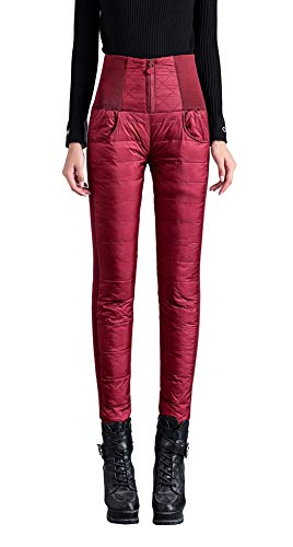 Insun Damen Daunenhose Winter Hohe Taille Schneehose Winterhose Wind- und Wasserabweisend Rot L von Insun