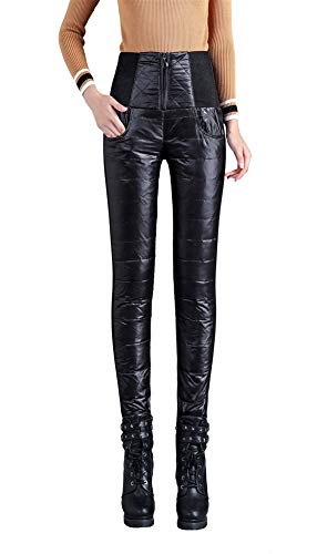 Insun Damen Daunenhose Winter Hohe Taille Schneehose Winterhose Wind- und Wasserabweisend Schwarz M von Insun