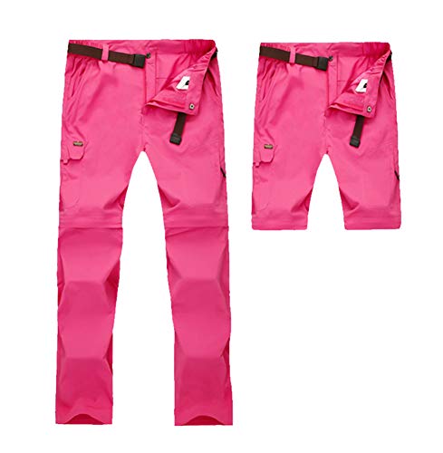 Insun Damen Outdoor Hose 2 in 1 Wanderhose Entfernbar Schnell Trockend Trekkinghose Kein Gürtel Fuchsie 36 von Insun