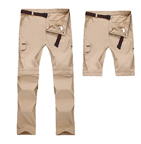 Insun Damen Outdoor Hose 2 in 1 Wanderhose Entfernbar Schnell Trockend Trekkinghose Kein Gürtel Khaki 36 von Insun