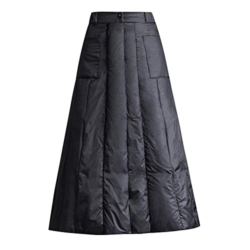 Insun Damen Winter Daunenrock Maxirock Hohe Taille Röck Lang Winterrock Wind- und Wasserabweisend Schwarz XL von Insun