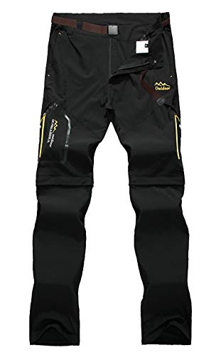 Insun Herren Trekkinghose Outdoorhose 2 in 1 Wanderhose Outdoor Sport Winddicht Wasserdicht Schwarz 42 von Insun