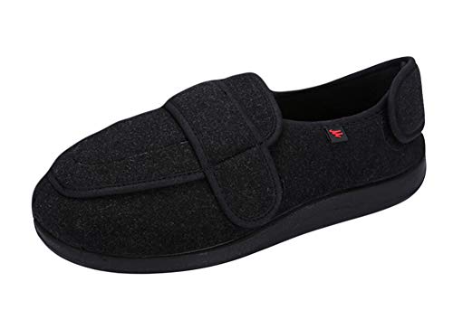 Insun Unisex Erwachsene Hausschuhe Extra Breite Diabetiker Schuhe Klettverschluss Sneaker Freizeitschuhe Schwarz 3 42 EU von Insun