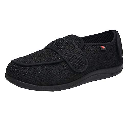 Insun Unisex Erwachsene Hausschuhe Extra Breite Diabetiker Schuhe Klettverschluss Sneaker Freizeitschuhe Schwarz 5 36 EU von Insun