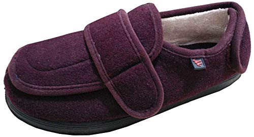 Insun Unisex Erwachsene Hausschuhe Extra Breite Diabetiker Schuhe Klettverschluss Sneaker Freizeitschuhe Weinrot 39 EU von Insun