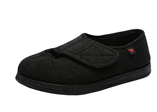 Insun Unisex Erwachsene Sneaker Klettverschluss Freizeitschuhe Extra Breite Diabetiker Schuhe Orthopädische Verbandschuh Schwarz 46 EU von Insun