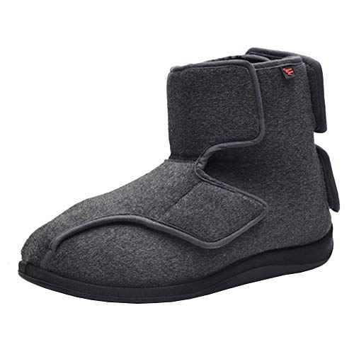 Insun Unisex Erwachsene Stiefel Klettverschluss Freizeitschuhe Extra Breite Diabetiker Schuhe Orthopädische Verbandschuh Grau 43 EU von Insun
