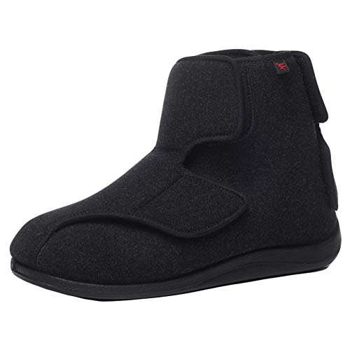 Insun Unisex Erwachsene Stiefel Klettverschluss Freizeitschuhe Extra Breite Diabetiker Schuhe Orthopädische Verbandschuh Schwarz 45 EU von Insun