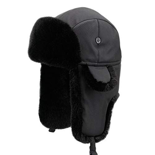 Insun Unisex Warme Fliegermütze Winter Fellmütze Trappermütze mit Kunstfell Schwarz 1 L von Insun