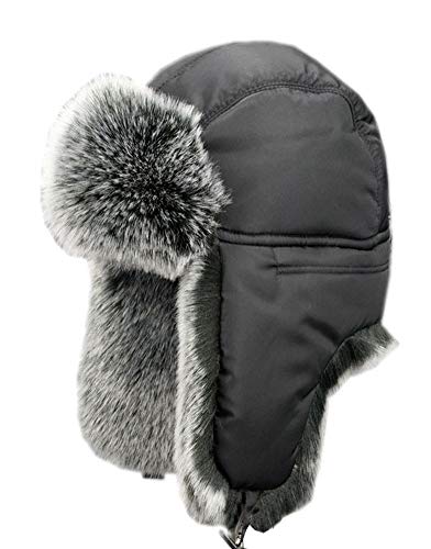 Insun Unisex Winter Mütze Fliegermütze Warme Pilotenmütze mit Kunstfell Wintermütze Ohrenschützer Wintermütze Schwarz L Hut Umfang 60cm von Insun