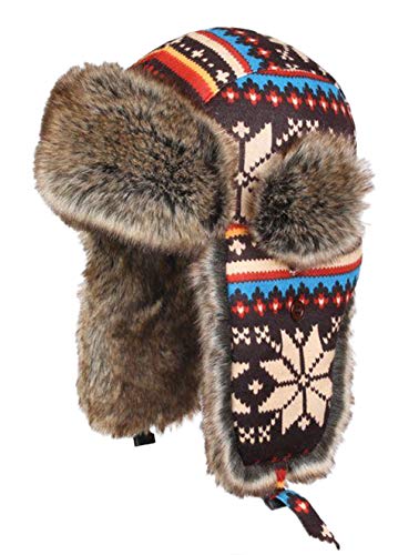 Insun Wintermütze Fliegermütze Gestrickt Pilotenmütze Uschanka Russenmütze Ohrenschützer für Erwachsene und Kinder Mehrfarbig 3 XXL Hut Umfang 60cm von Insun