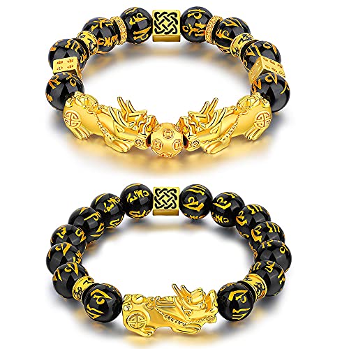 Integrity.1 2 Stück Feng Shui Perlenarmband, Armband mit Handgeschnitztem, Mantra Perlen Armbänder, Verstellbare Feng Shui Armbänder, für Die Gewinnung Von Reichtum und Viel Glück von Integrity.1