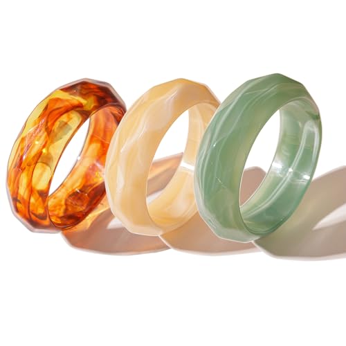 3 Stück Retro Breites Geometrisches Armband Modisches, Buntes Geometrisches Klobiges Harzarmband, Robustes Harz Armreif, für Den Täglichen Gebrauch, Freizeitkleidung von Integrity.1