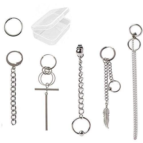 Integrity.1 BTS Ohrringe, 6 Stück Kette Tropfen Ohrring Kit, Titan Stahl Quaste Kette Tropfen Ohrring Kit, koreanischen Modeschmuck mit Ohrringe Aufbewahrungsbox von Integrity.1