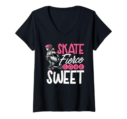 Damen Skate Intensiv, Liebe Süß, Rollerderby-Skater T-Shirt mit V-Ausschnitt Damen Skate Intensiv, Liebe Süß, Rollerderby-Skater T-Shirt mit V-Ausschnitt von Intensive Und Süße Rollschuhlauf-sprüche
