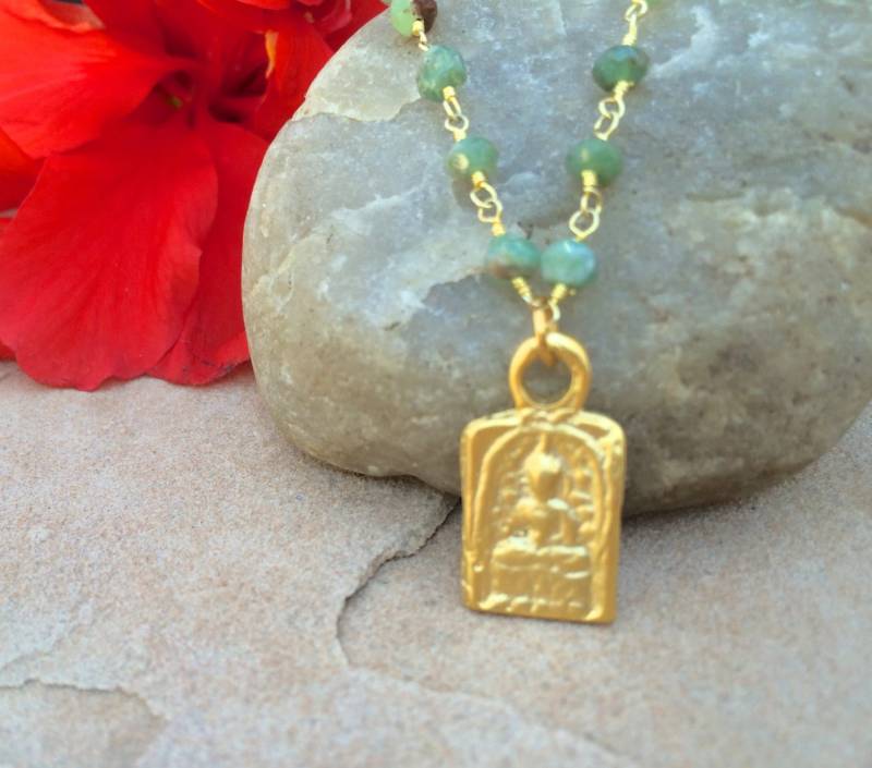 Buddha Pendant, Grüner Chrysoprase-Gemstein, Glück Und Frieden Inspiration Halskette, Intention Gemstone Halskette von IntentionGems